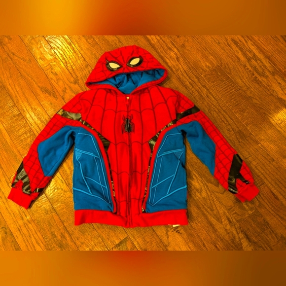 Disney Marvel Red and Blue Superhero Costume Hoodie Size 7/8 Fits 5/6 - Picture 1 of 7